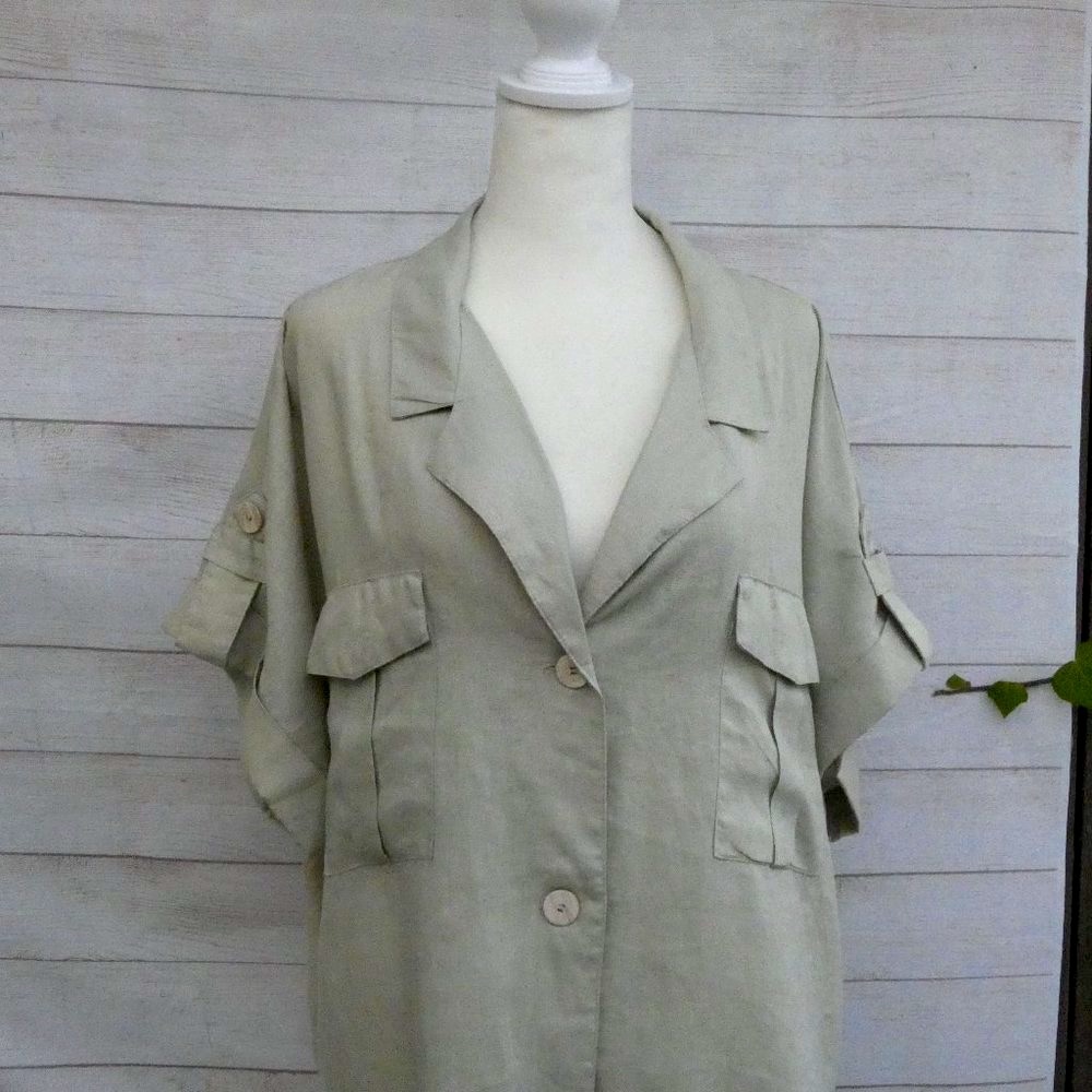 MARC NEW YORK Women's Short Sleeve Top 100% Linen Size XL